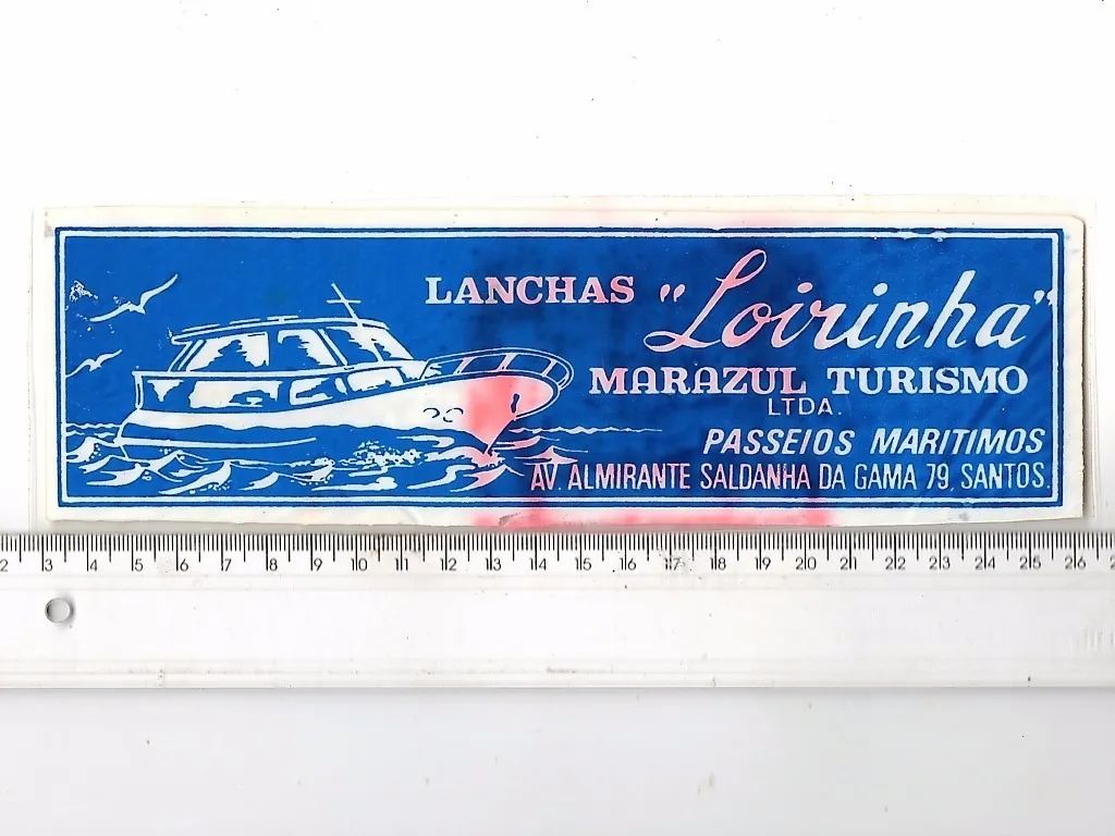 Antigo Plastico Adesivo Lancha Loirinha - Santos - Anos 60