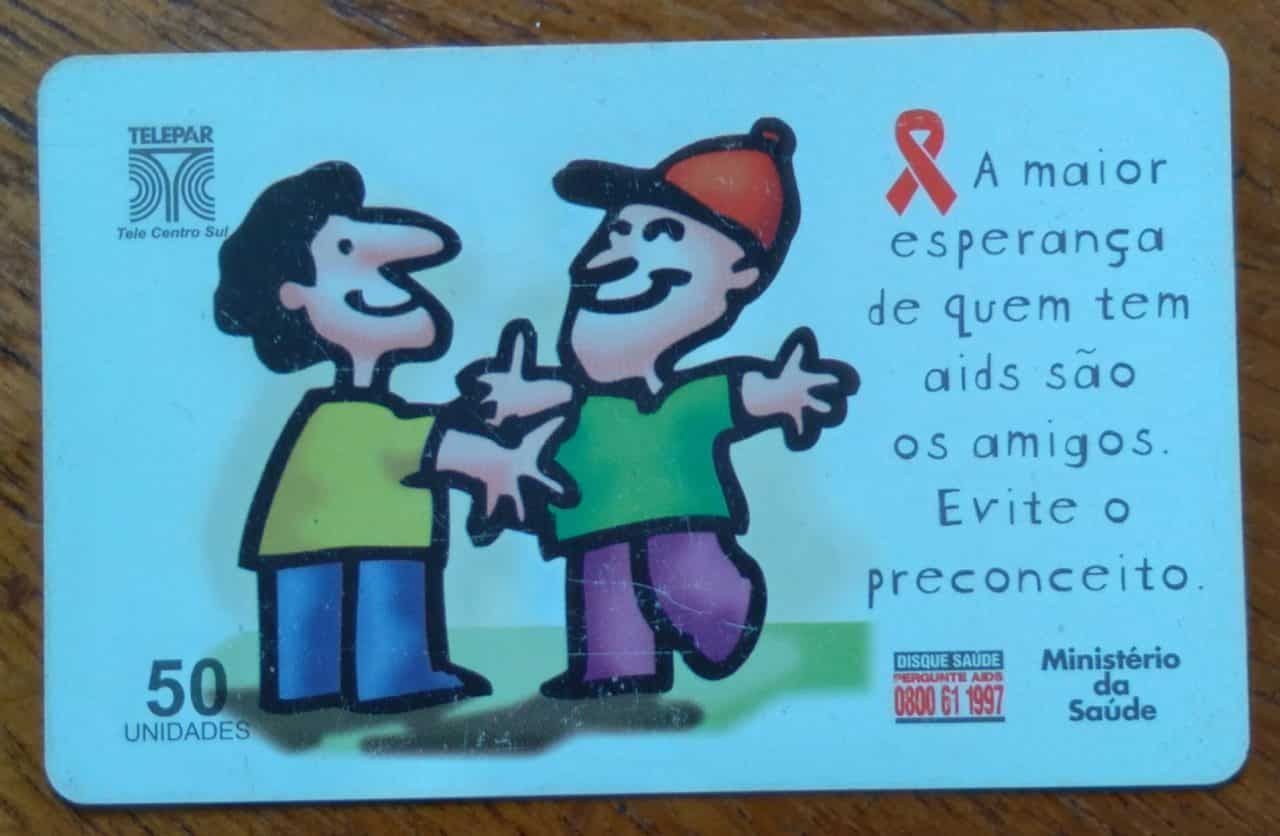 Cartão Indut Brasil Telepar 1998 / Juntos Contra Aids 10 / Amigos.