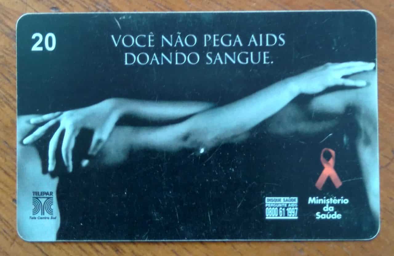 Cartão Indut Brasil Telepar 1998 / Juntos Contra Aids 6 / Doação.