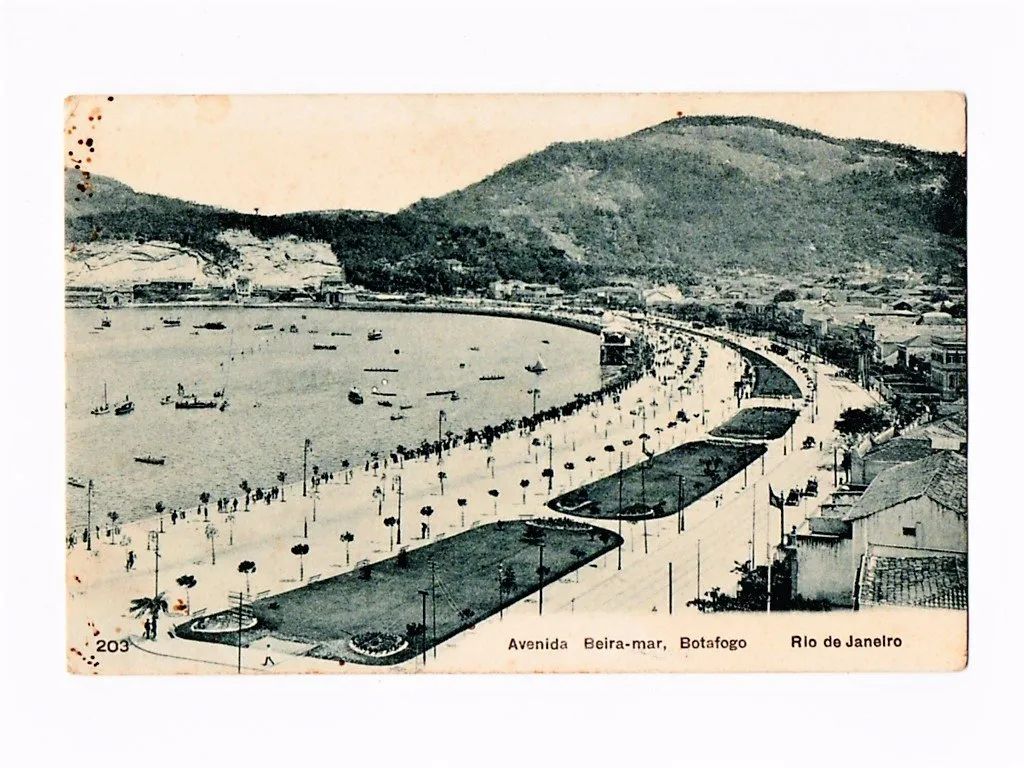 Cartao Postal Tipografico - Av. Beira Mar - Botafogo RJ - Anos 1910