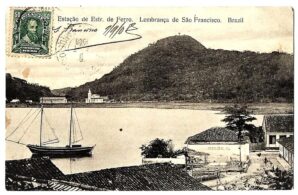 Cartao Postal Tipografico - São Francisco Do Sul - SC - Estação Estrada de Ferro - 1908
