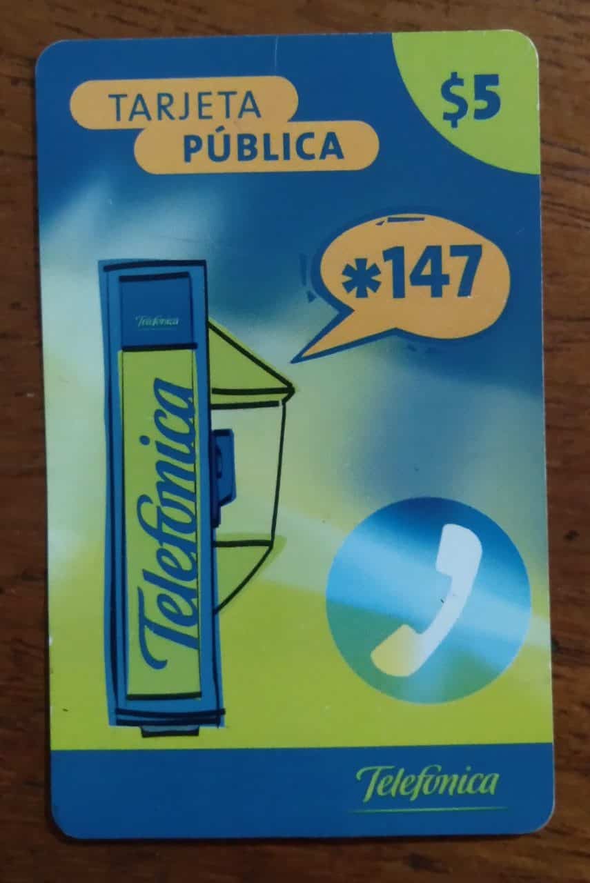 Cartão Pré pago Telefônica Argentina/ Tarjeta Pública *147