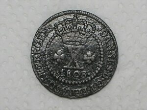Escassa) X Réis – 1803 / 40 Perolas / *Corôa média / Disco fino / Colônia de D. João Principe Regente / Escassa / Cobre / Mbc / box22