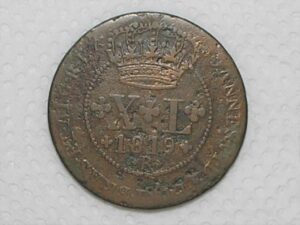 Escassa) XL Réis – 1819 Rio = 67 Perolas / Reino Unido D. João VI / Cobre / Escassa / Bc/Mbc / Box23