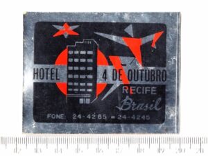 Etiqueta De Bagagem / Mala Hotel 4 De Outubro Recife Anos 70