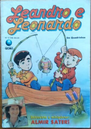 Gibi Leandro e leonardo Globo 3 1991 / com Mini pôster Almir Sater.