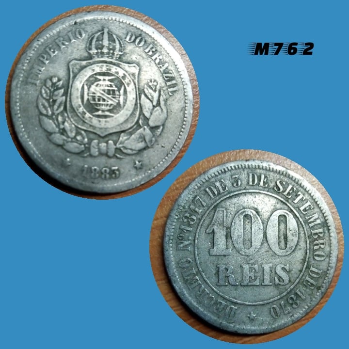 Moeda 100 réis 1883 Cupro Níquel Império M762