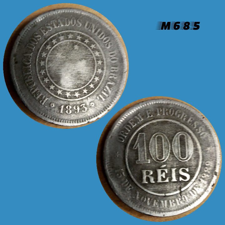 Moeda 100 réis 1893 Cupro Níquel M685