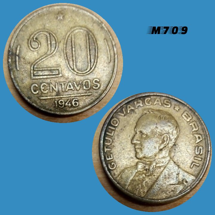 Moeda 20 centavos 1946 Bronze Alumínio Getulio Vargas M709