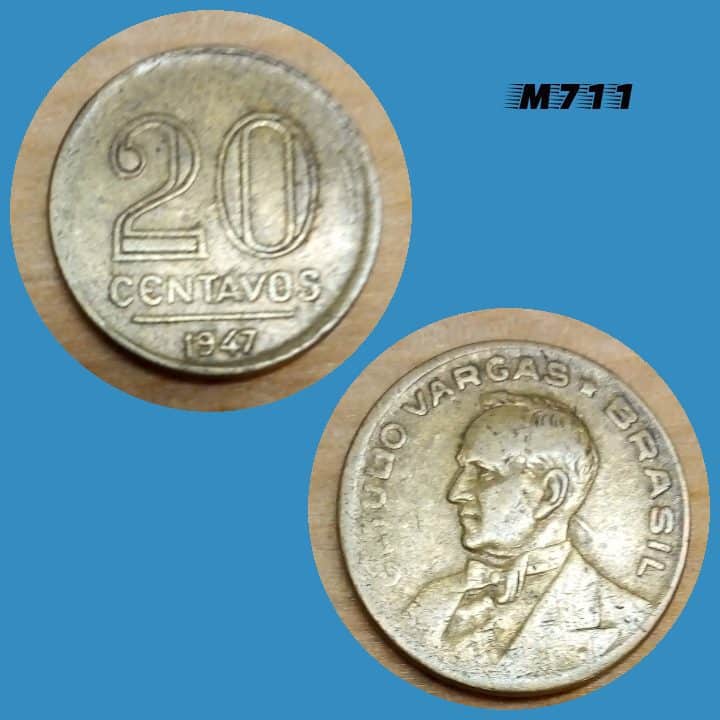 Moeda 20 centavos 1947 Bronze Alumínio Getulio Vargas M711