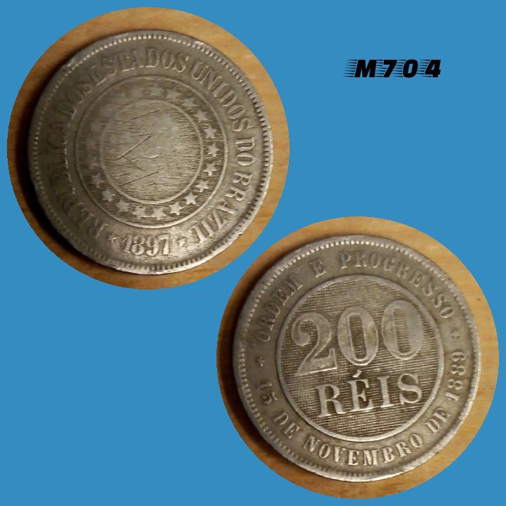 Moeda 200 réis 1897 Cupro Níquel M704