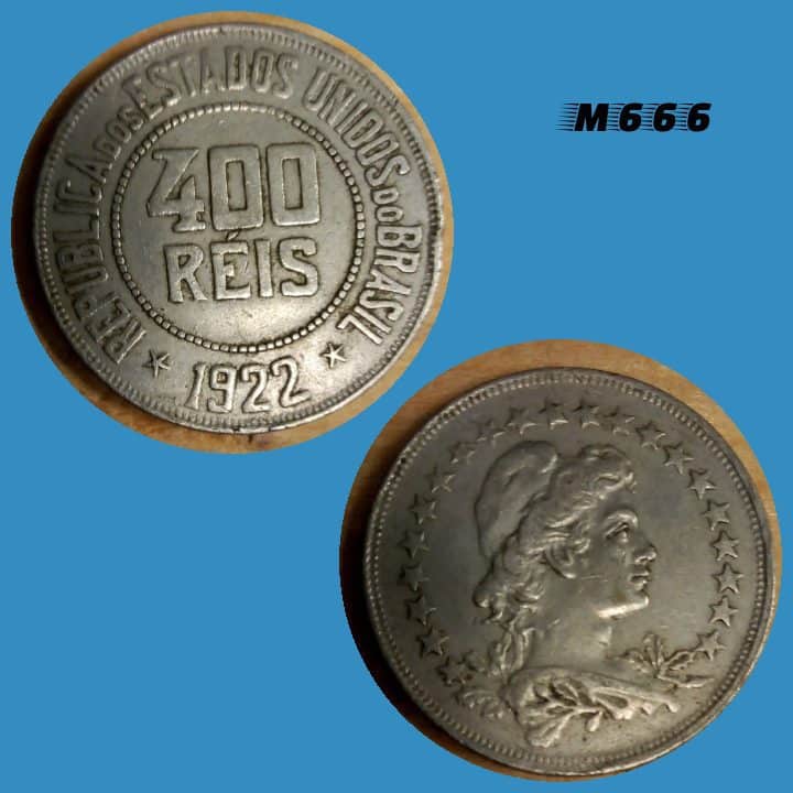 Moeda 400 réis 1922 Cupro Níquel M666