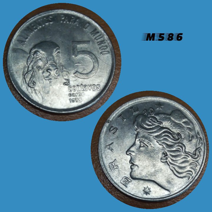 Moeda 5 centavos 1975 FAO Aço inox M586
