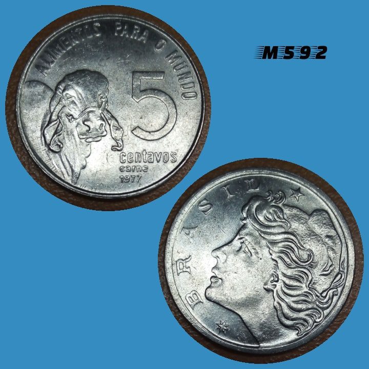 Moeda 5 centavos 1977 FAO Aço inox M592