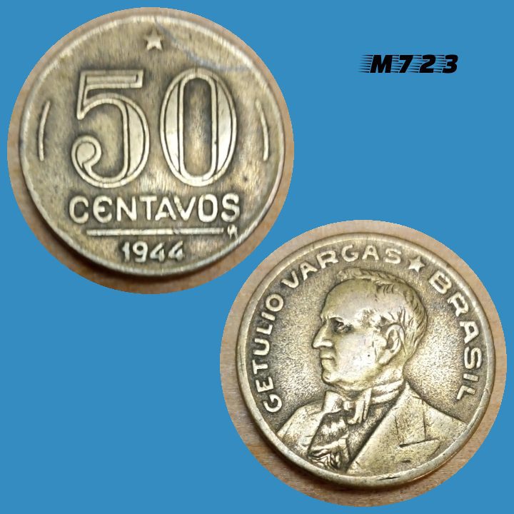 Moeda 50 centavos 1944 Bronze Alumínio Getulio Vargas M723