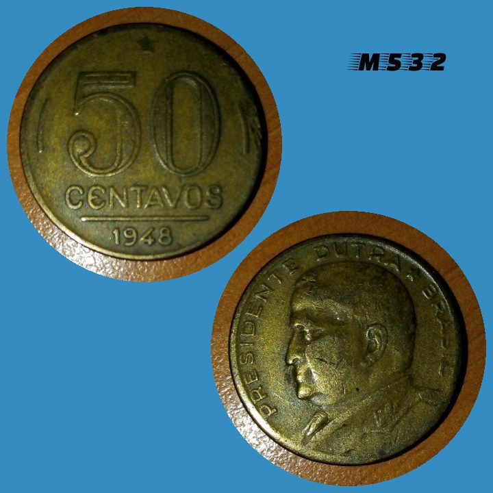 Moeda 50 centavos 1948 Bronze Alumínio Presidente Dutra M532