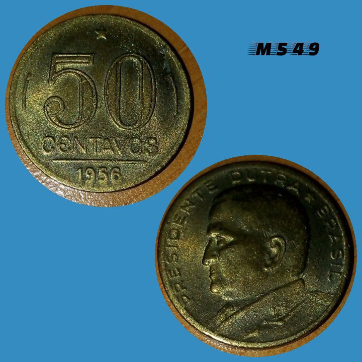 Moeda 50 centavos 1956 Bronze Alumínio Presidente Dutra M549