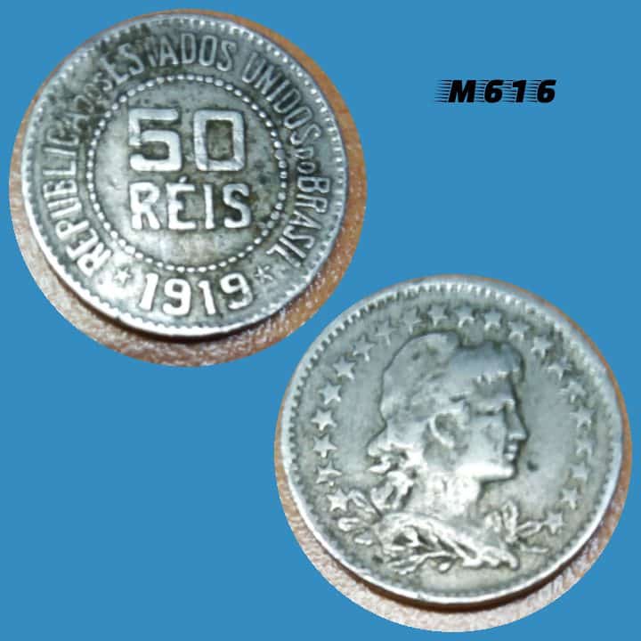 Moeda 50 réis 1919 Cupro Níquel M616