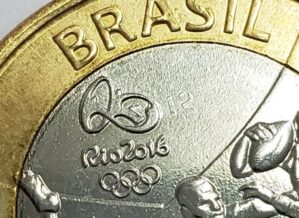 Moeda anomala 1 Real 2015 Rugby data marcada