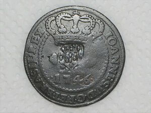Muito Raro) X Réis – 1746 / 43 Perolas / Data entre pontos / Escudete / Colônia de D. João V / *Muito Raro em qquer estado de conservação / Cobre / Bc/Mbc / Box22