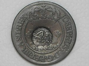 Raro) XL Réis – 1762 Bahia = 55 Perolas / Corôa do 1º Tipo / * Carimbo de 40 / Colônia de D. Jose I – Casa da Moeda de Lisboa / Rara / Cobre / Mbc / Box23