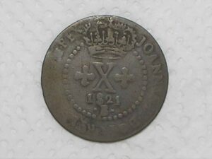 X Réis – 1821 Bahia / 37 Perolas / Data sem pontos / Reino Unido - D. João VI / Cobre / Bc / box22