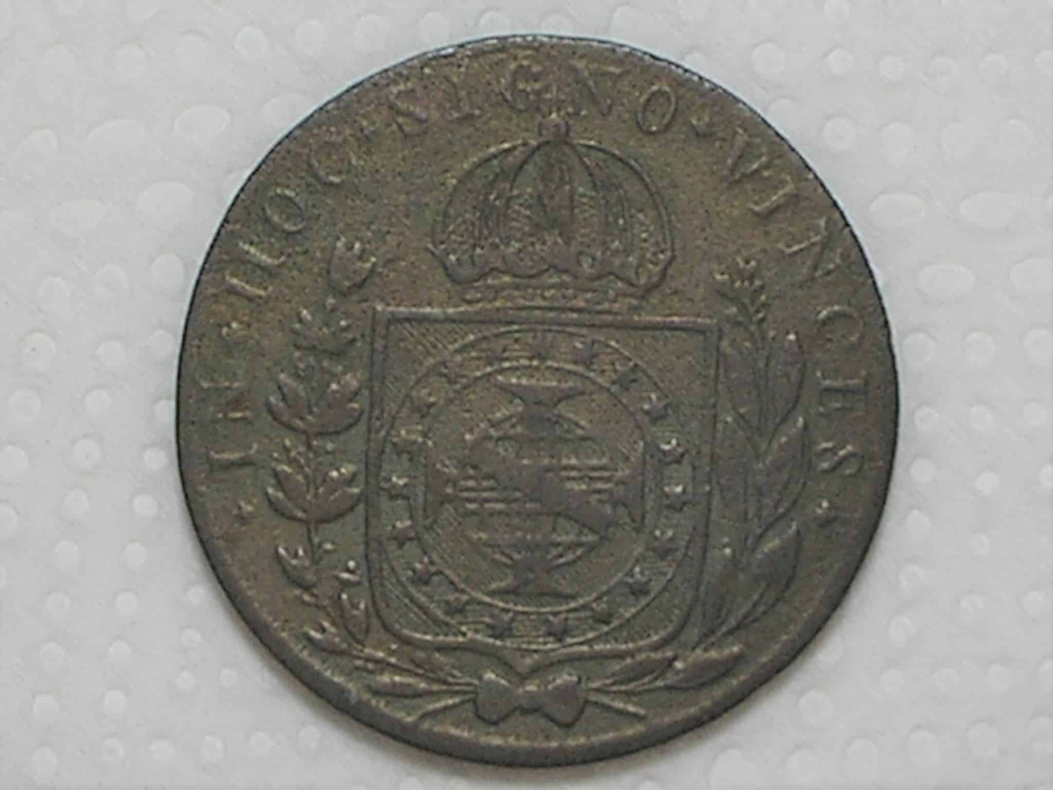 | Casa do Colecionador 80 Reis 1824 Rio 27 Tulipas Floroes Obliquos Imperio D Pedro I Cobre Mbc Box24