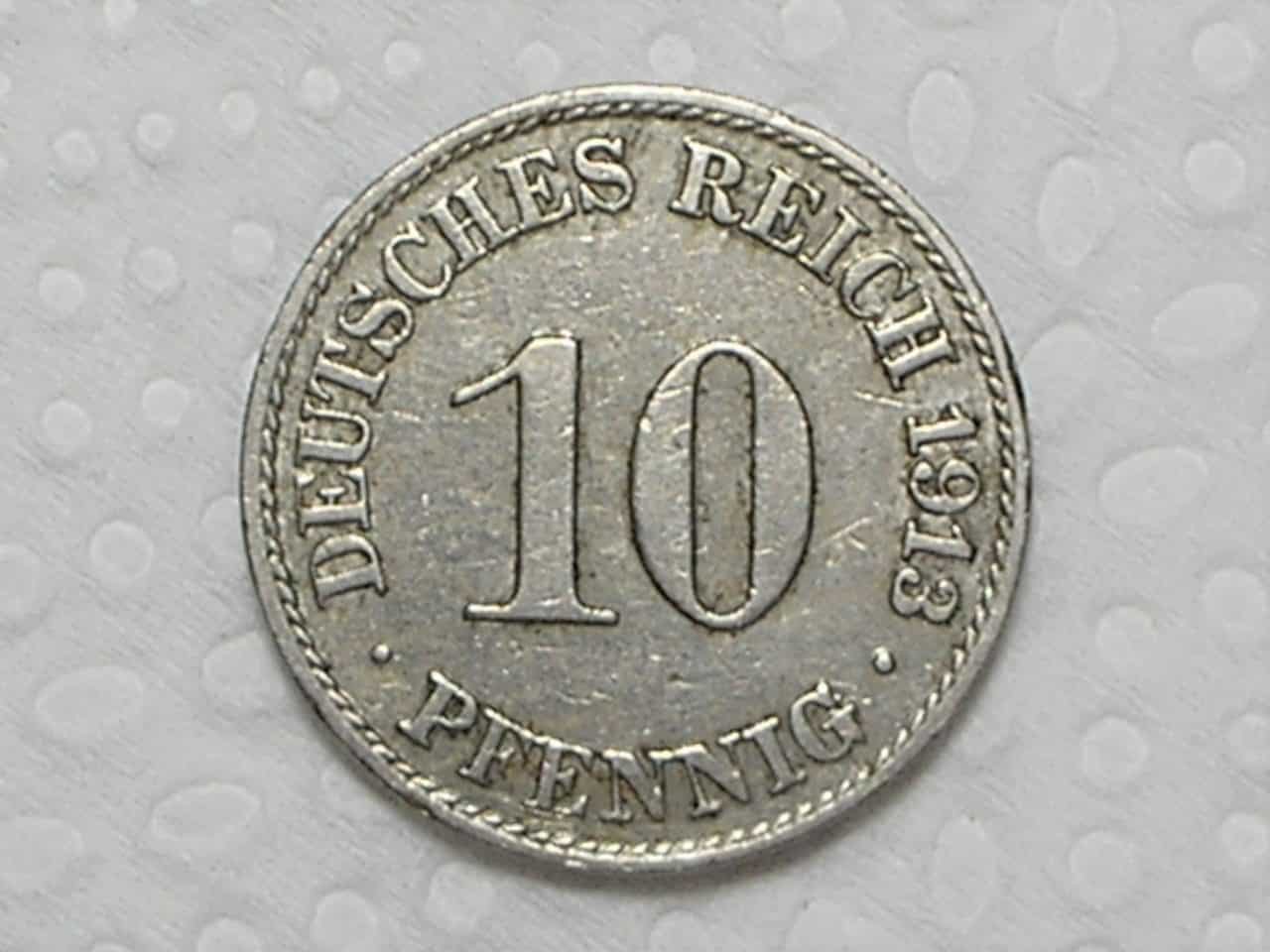 Alemanha Imperio 10 Pfennig 1913 A Berlin 1a Guerra Co Ni Box25