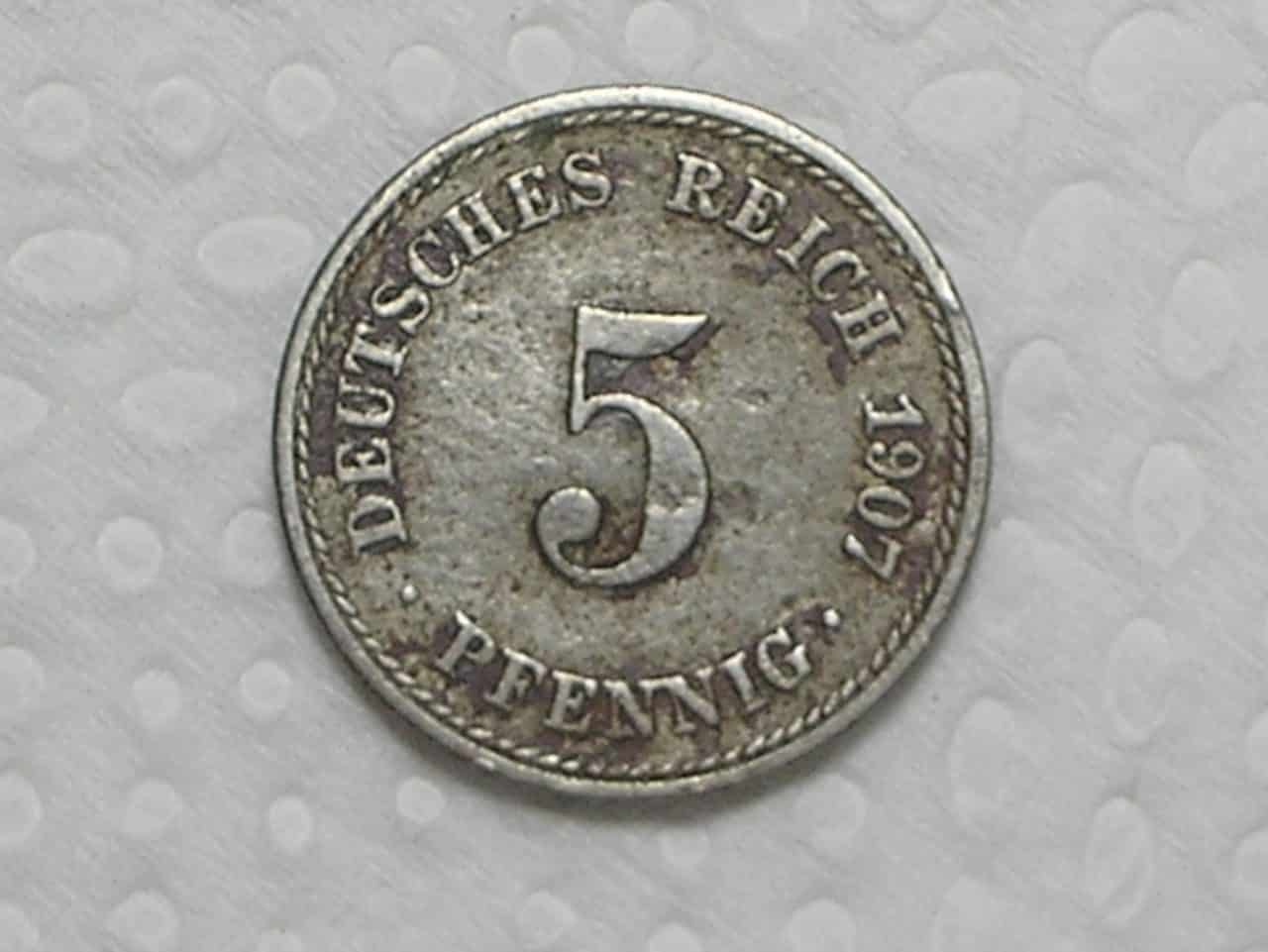 Alemanha Imperio 5 Pfennig 1907 A Berlin Antes Da 1a Guerra Co Ni Box25