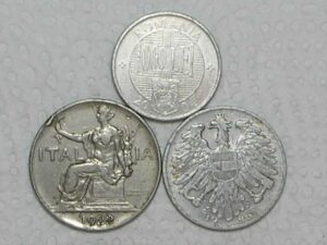 Austria) 1 Schilling - 1946 + Italia) 1 Lira - 1922 + Romania) 1.000 Lei - 2004 / m360