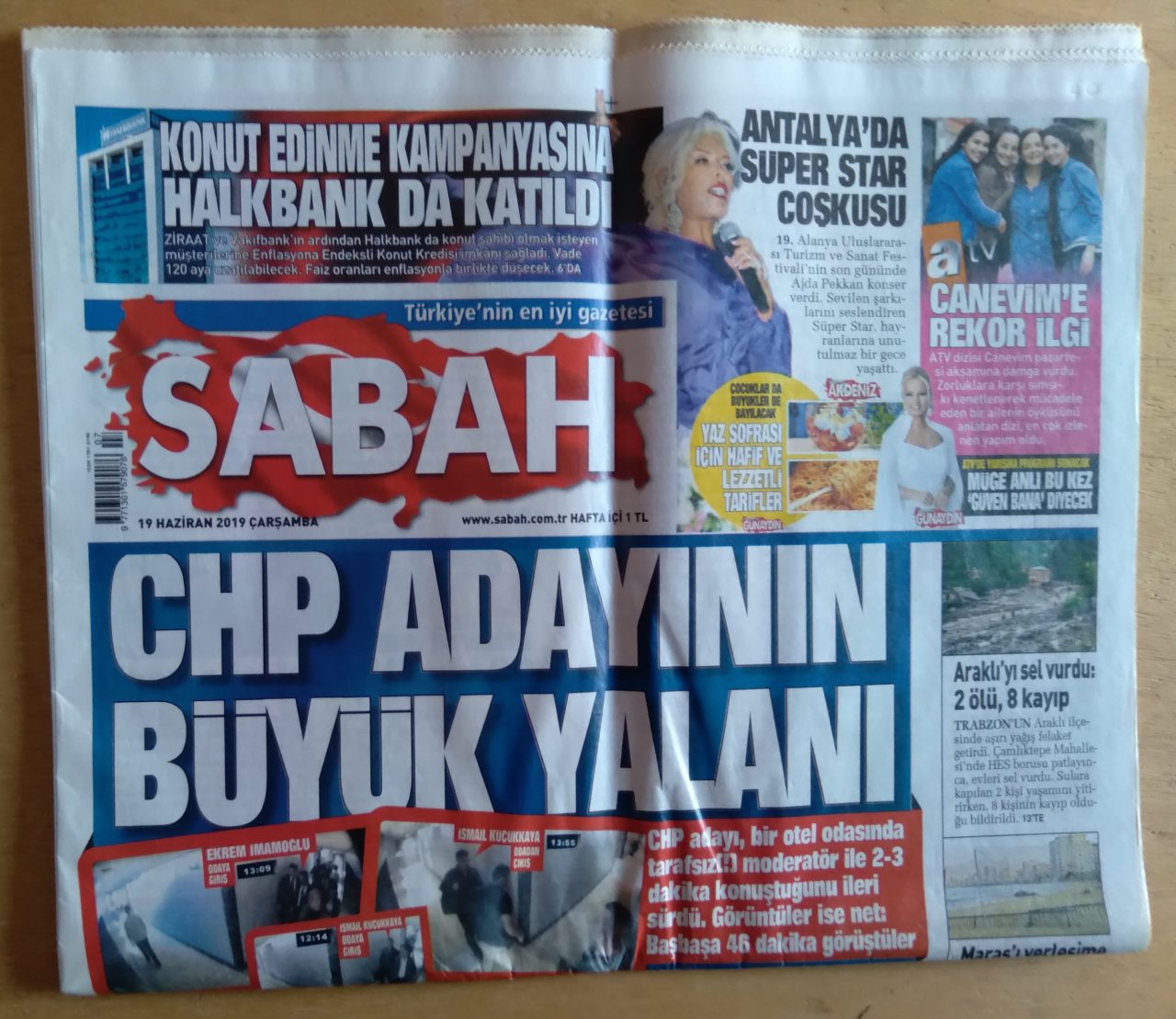 Jornal da Turquia Sabah de 19 haziran 2019