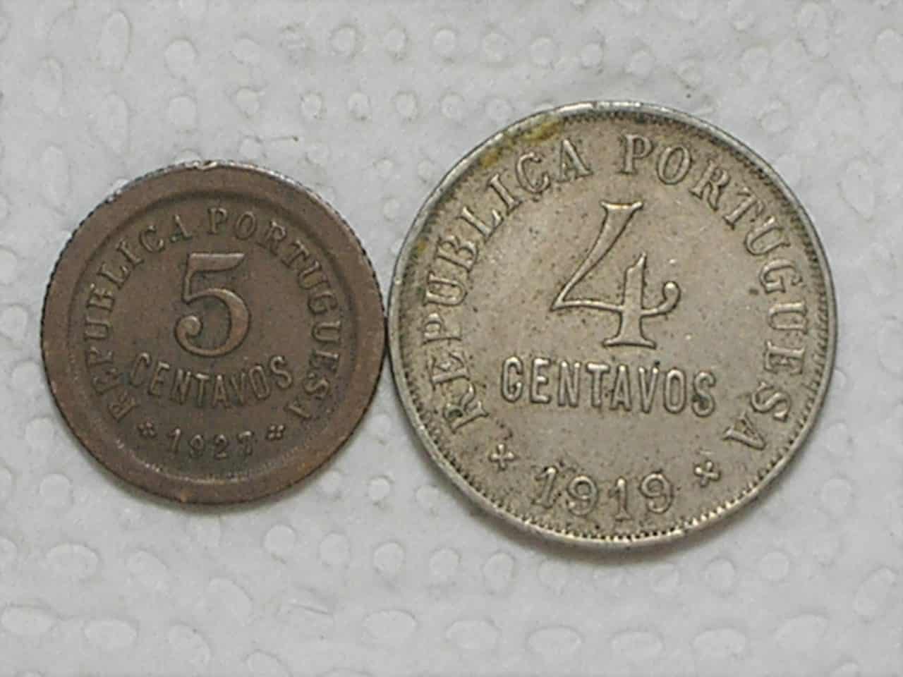 Portugal) 5 Centavos - 1927 / Bronze + 4 Centavos - 1919 / Niquel / m360