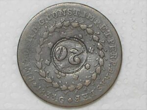 Raro) 80 Réis – 1833 Goias = 24 Tulipas / Carimbo 20 / Império D. Pedro II / Cobre / Mbc / Box24