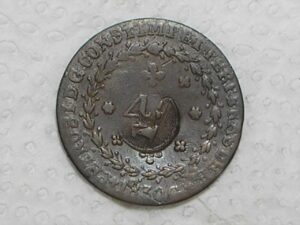 40 Réis - 1830 Goias / 24 Tulipas / Carimbo 10 / 10 Fôlhas no ramo de fumo Dir.. / Império D. Pedro I / Cobre / Escassa / Bc/Mbc / box21