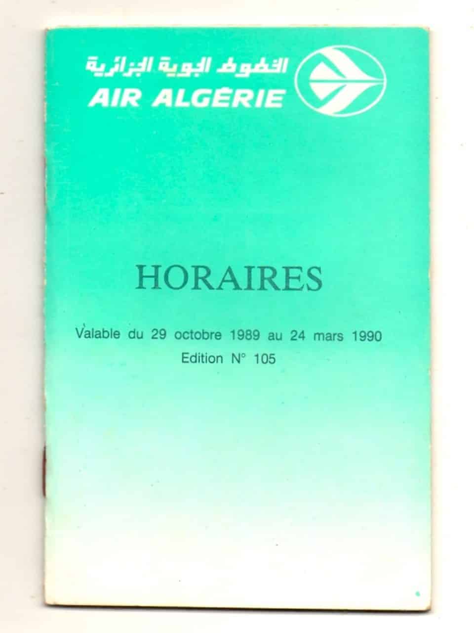 Air Algerie - TimeTable - Horarios - 1989 - 1990 - Edição 105 - Aviação