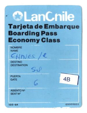 Cartão De Embarque - LanChile - Classe Economica - Anos 80