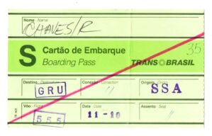 Cartão De Embarque - Transbrasil - Salvador ( SSA ) Destino São Paulo - ( GRU ) - Anos 80