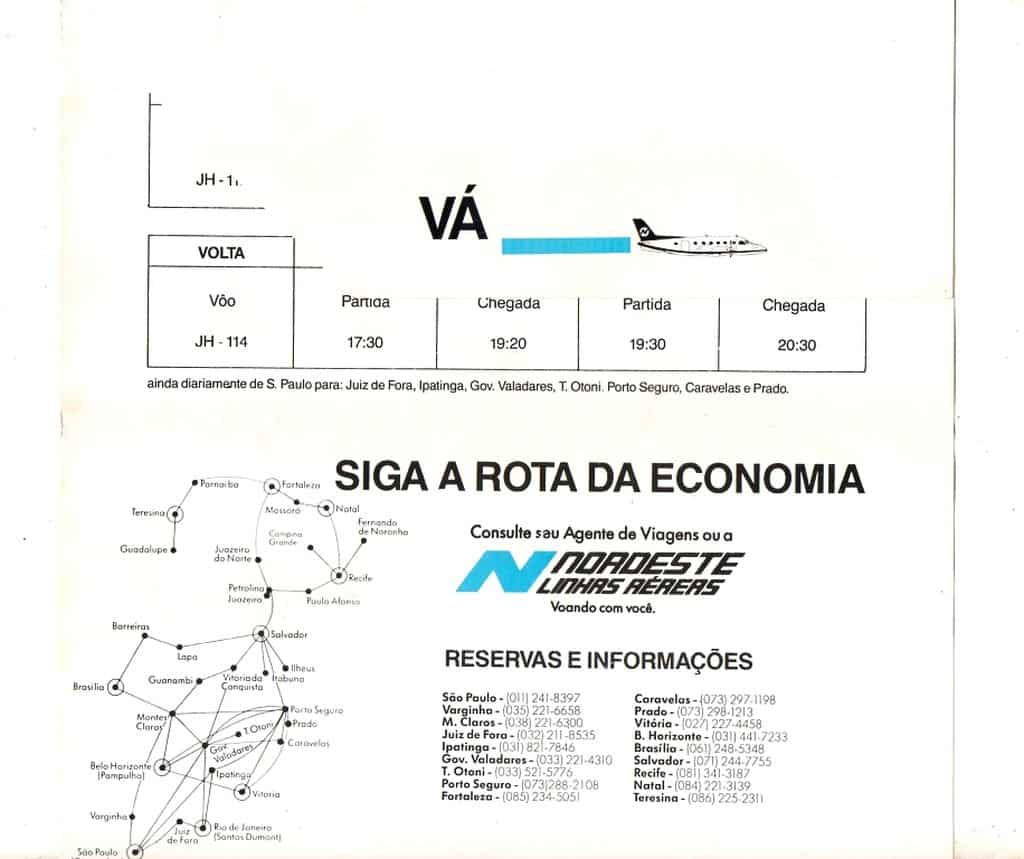 Folder Propaganda Nordeste Linhas Aereas - Subsidiaria Varig - Anos 80 -  Casa do Colecionador