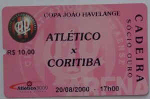 Ingresso Copa João Havelange 2000 / Atlético X Coritiba.