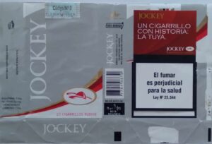 Maço vazio Cigarros Jockey Argentina 2009 / com alerta.
