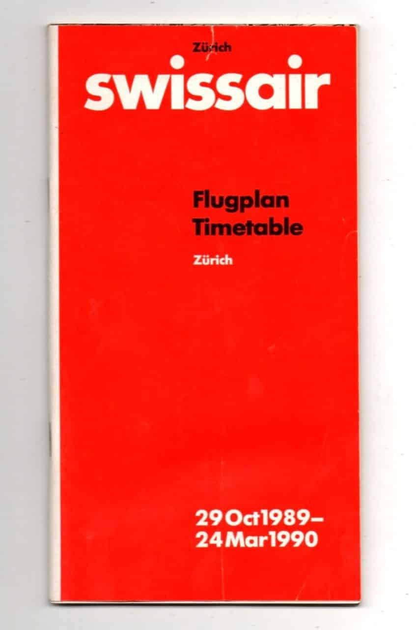 Swissair - TimeTable - Horarios - 1989 - 1990 - Zurich - Aviação