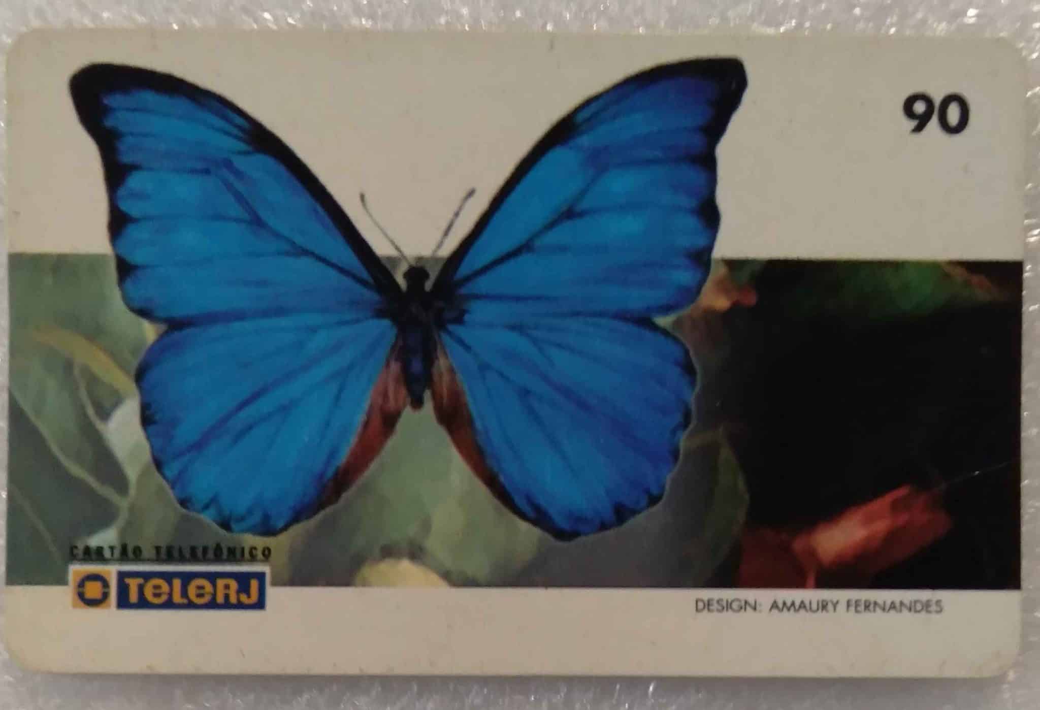 Cartão telefone Brasil Telerj Indutivo 1998. Fauna Brasileira Borboletas. valor de cada Ct