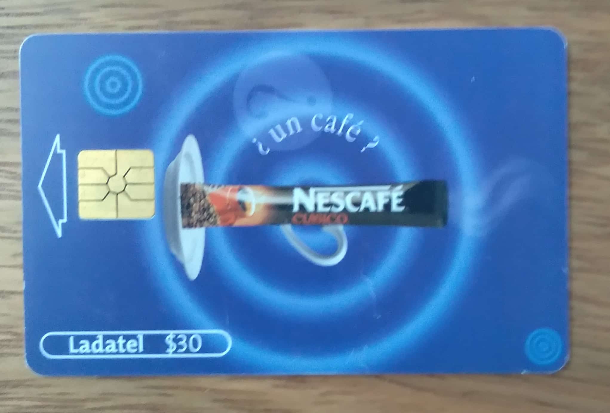 Cartão telefone México Ladatel Mídia Bebidas Nescafé Clássico.