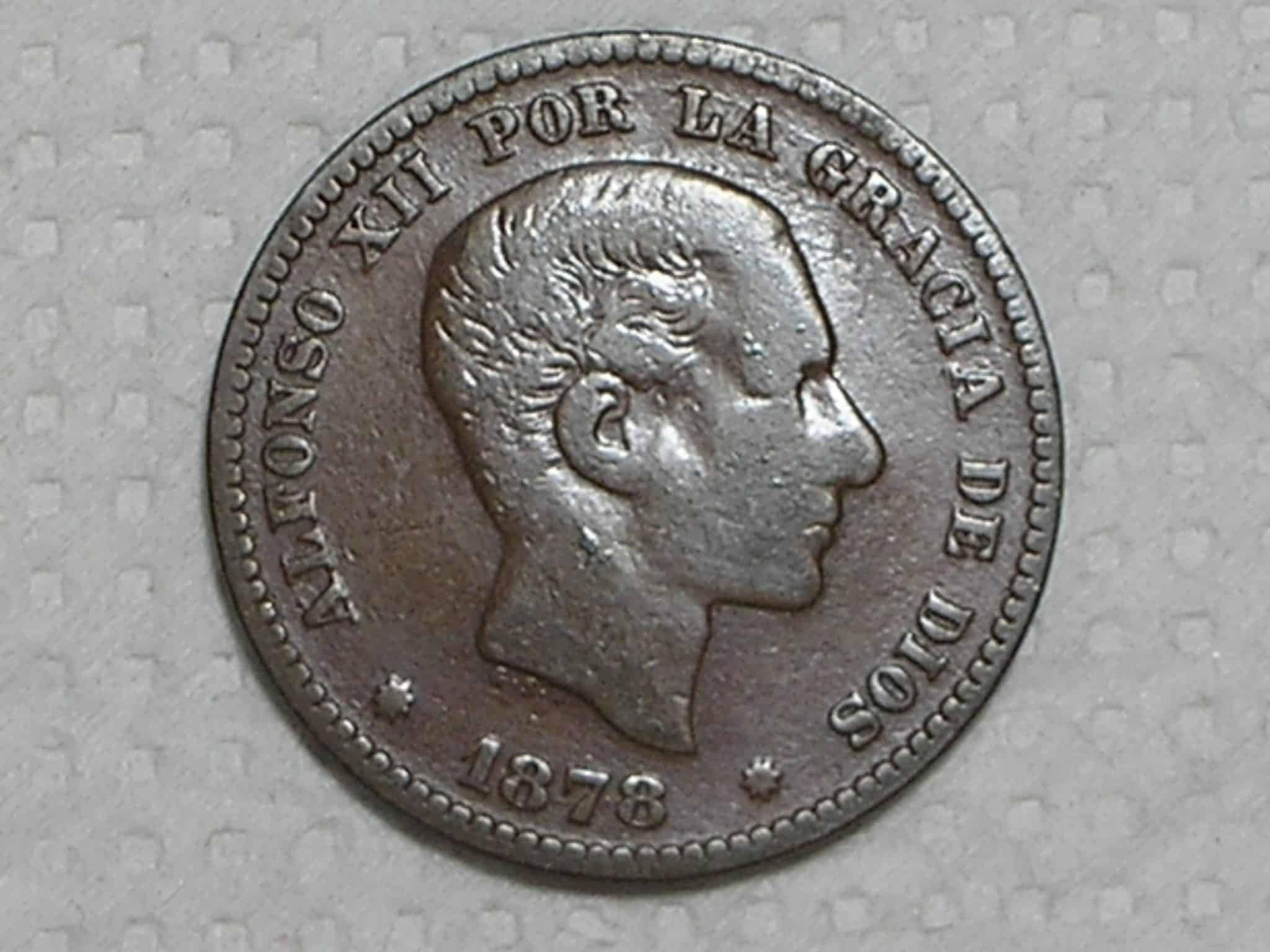 Espanha) 5 Centimes - 1878-om / Alfonso XII / Bz / box28