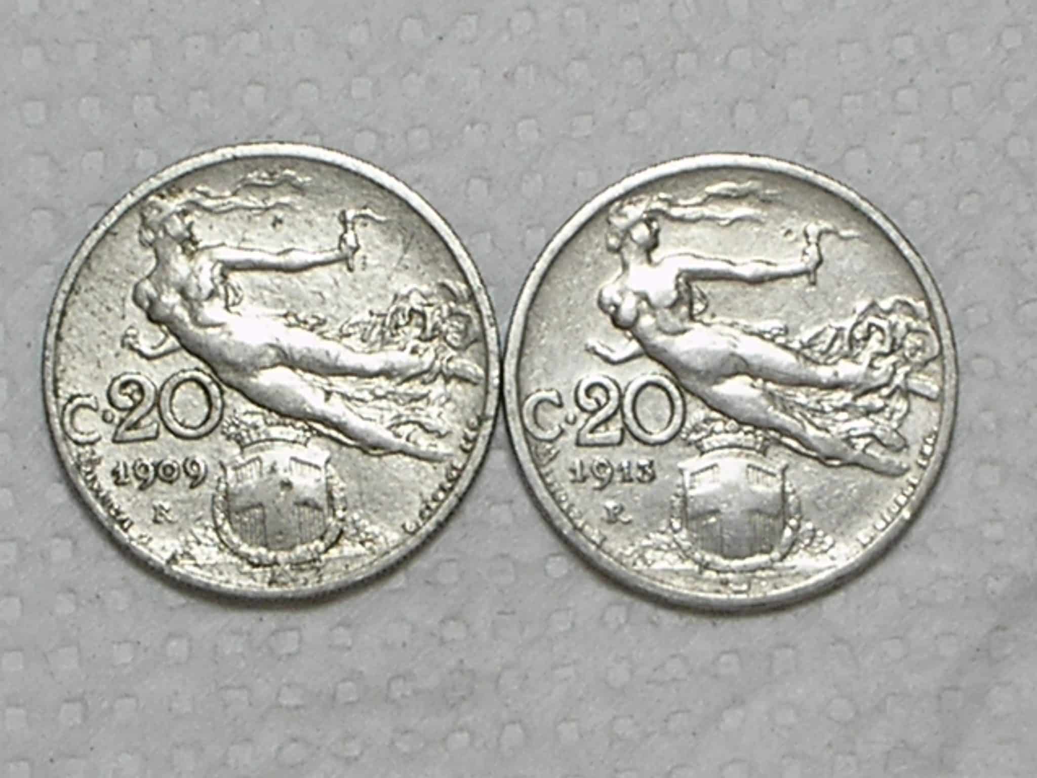 Italia) 20 Centesimi - 1909 / 1913 / Ni / box28