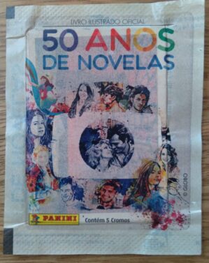 5a1. Figurinhas 50 anos de Novelas Globo. Ed Panini. envelope lacrado com 5.