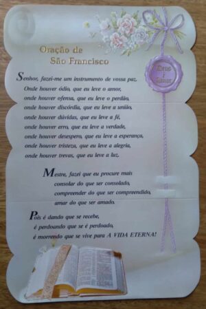 5a2. Painel estampa Oração de São Francisco / Formato 31 X 21cm em Papel grosso.