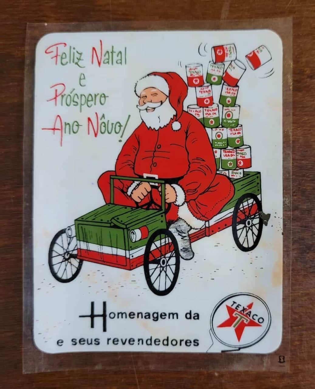 Adesivo Plástico - Feliz Natal e Próspero Ano Novo - Homenagem da Texaco e seus Revendedores