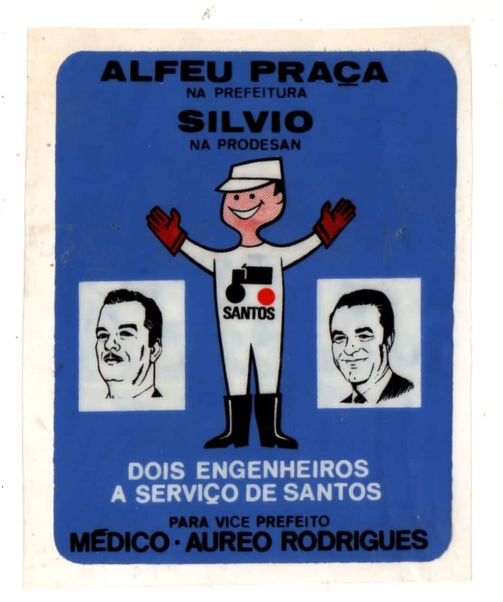 Antigo Plastico Adesivo Politica – Alfeu Praça Na Prefeitura - Santos ( SP ) – Anos 60