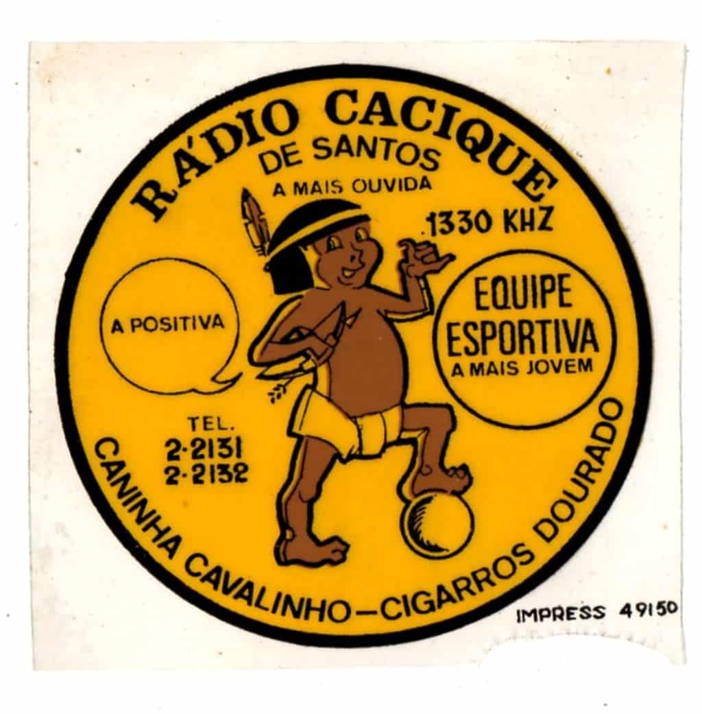 Antigo Plastico Adesivo Radio Cacique de Santos – Anos 60